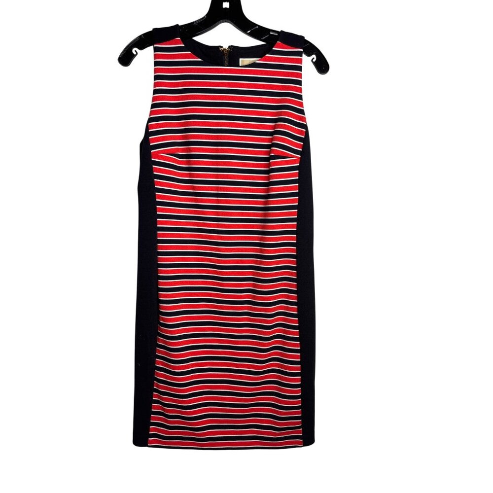 Michael Kors Orange and Blue Stripe Sleeveless Knit Dress Size 8